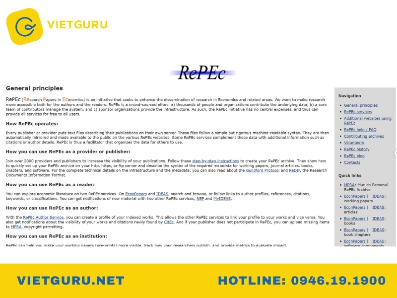 Các trang web tìm bài báo khoa học bạn nên biết RePEc