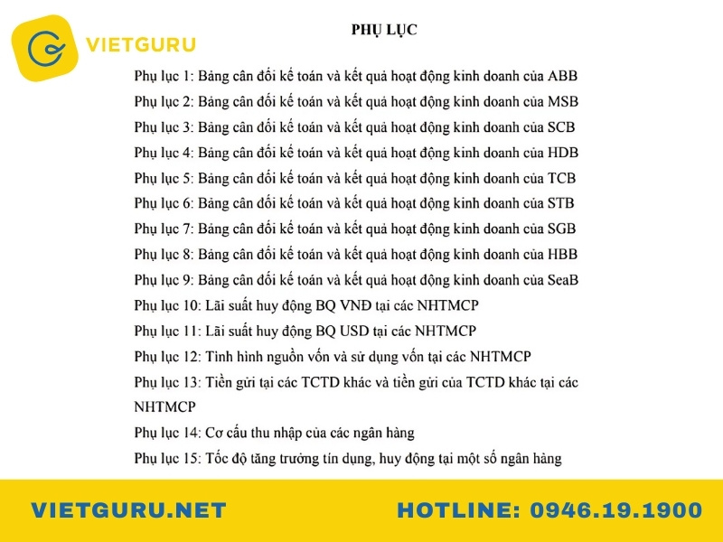 Định dạng và trình bày phụ lục đúng chuẩn