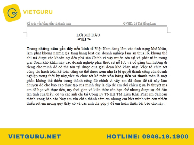 Báo cáo thực tập kế toán vốn bằng tiền và các khoản thanh toán tại Công ty TNHH TM Liên Khải Phát