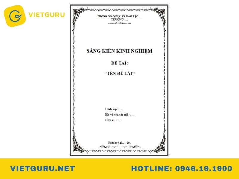 Mẫu bìa sáng kiến kinh nghiệm trường THPT
