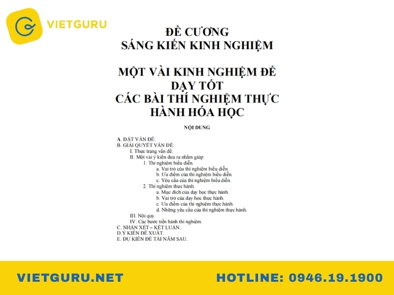 Đề cương sáng kiến kinh nghiệm chuẩn – Hướng dẫn cách viết và mẫu tham khảo Mẫu đề cương sáng kiến kinh nghiệm THPT nổi bật