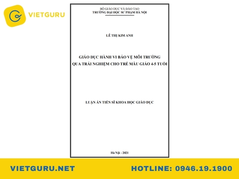 Mẫu luận văn giáo dục ý thức bảo vệ môi trường cho trẻ mầm non