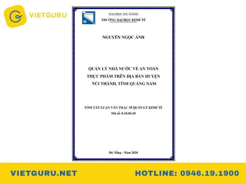 Mẫu luận văn quản lý nhà nước về an toàn thực phẩm cấp huyện