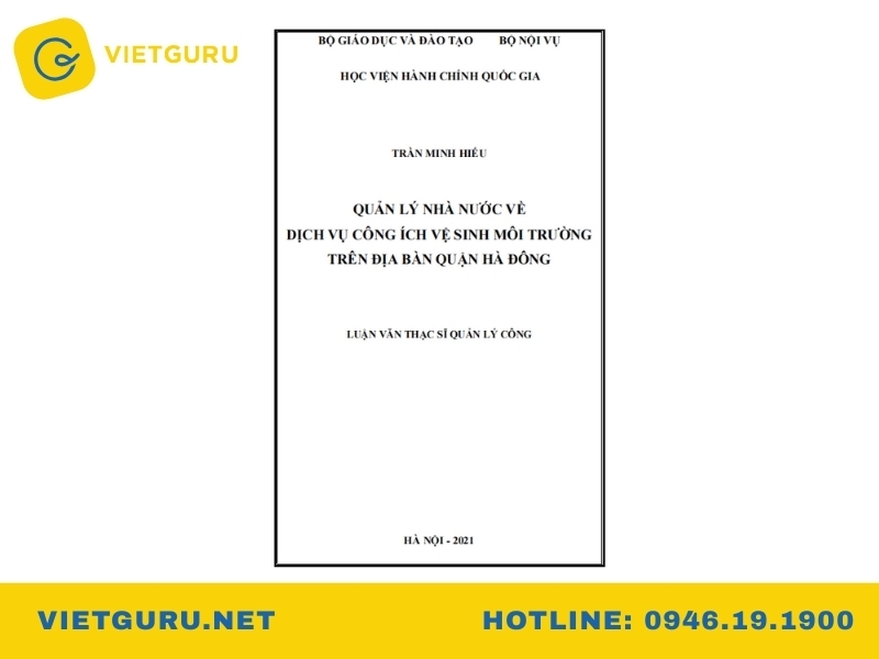 Mẫu luận văn quản lý nhà nước về dịch vụ công ích vệ sinh môi trường