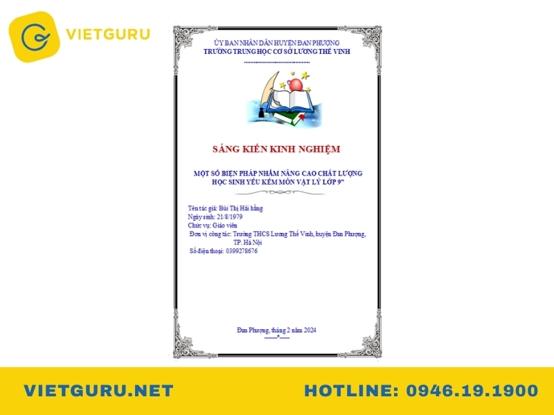 Chọn lọc 20+ sáng kiến kinh nghiệm THCS hay, dễ áp dụng và đạt điểm cao Mẫu sáng kiến kinh nghiệm THCS Vật lý