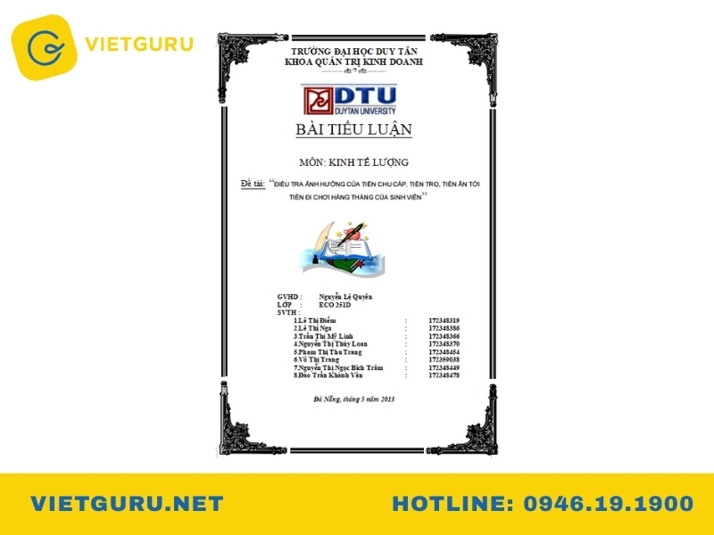 Tiểu luận kinh tế lượng chuẩn form – Hướng dẫn làm bài và tuyển chọn mẫu tiêu biểu Tiểu luận kinh tế lượng về ảnh hưởng của tiền đến đời sống sinh viên