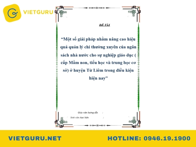 Tiểu luận quản lý giáo dục mầm non – Mẫu, đề tài và hướng dẫn chi tiết Tiểu luận quản lý tài chính giáo dục tại Từ Liêm