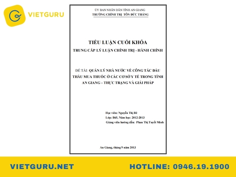 Tiểu luận về đấu thầu và mua sắm thuốc tại cơ sở y tế