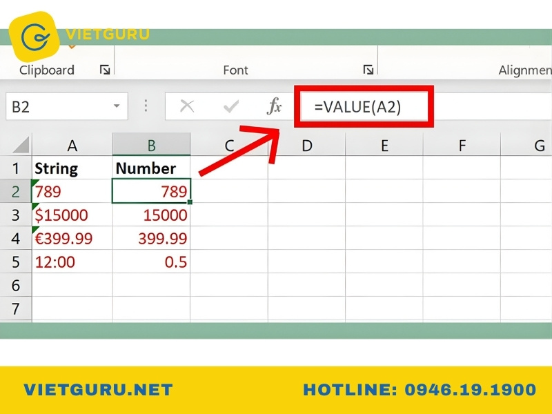 Cách sử dụng hàm value trong Excel chi tiết