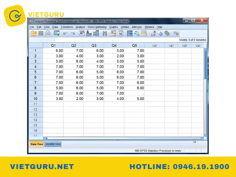 3 Cách gộp biến trong SPSS, ưu nhược điểm và ví dụ Cách 2: Gộp biến bằng hàm SUM trong Compute Variable
