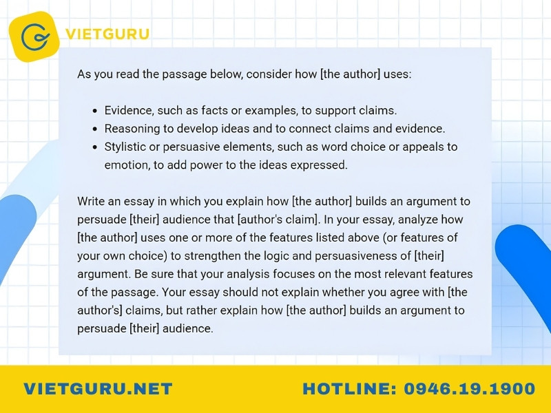 SAT Essay là gì? Hướng dẫn toàn diện cấu trúc, cách viết và bài mẫu Cấu trúc đề thi SAT Essay
