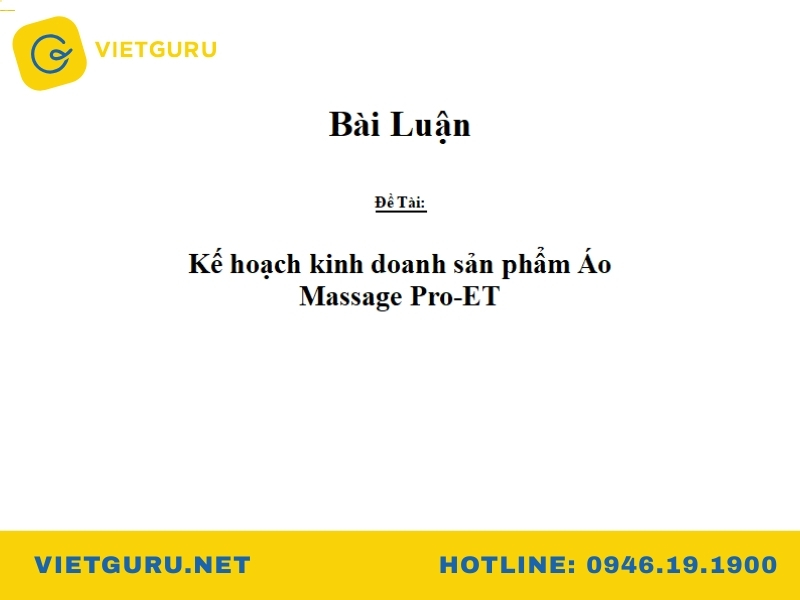 Mẫu tiểu luận lập kế hoạch kinh doanh tham khảo 