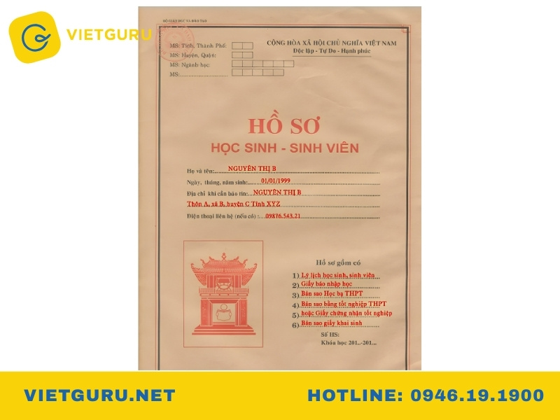 cách viết bìa hồ sơ học sinh sinh viên từng mục