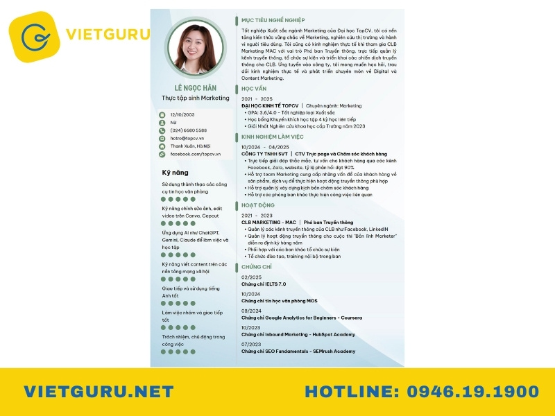 Mẫu CV xin việc đơn giản cho sinh viên mới ra trường chưa có kinh nghiệm