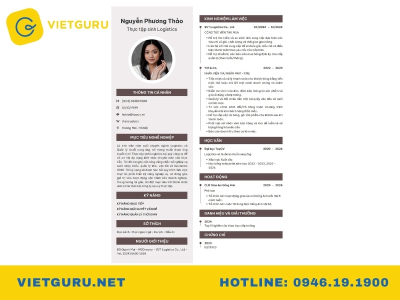 Mẫu CV cho sinh viên mới ra trường ngành logistics