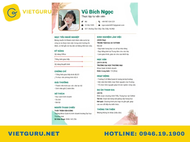 mẫu cv cho sinh viên mới ra trường tiếng việt