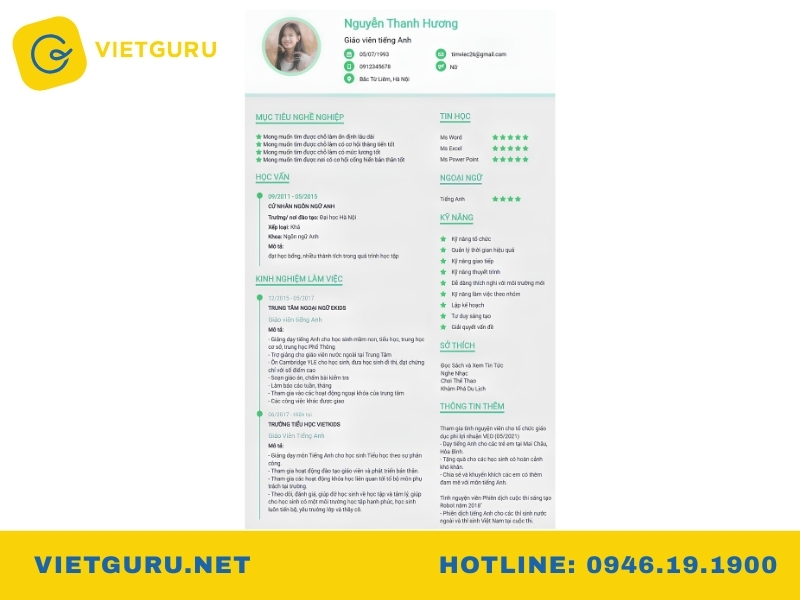 mẫu cv xin việc cho sinh viên 5