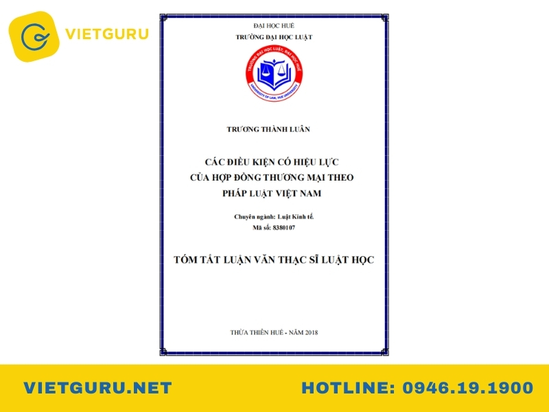 Mẫu luận văn thạc sĩ về luật kinh tế đạt điểm cao tham khảo