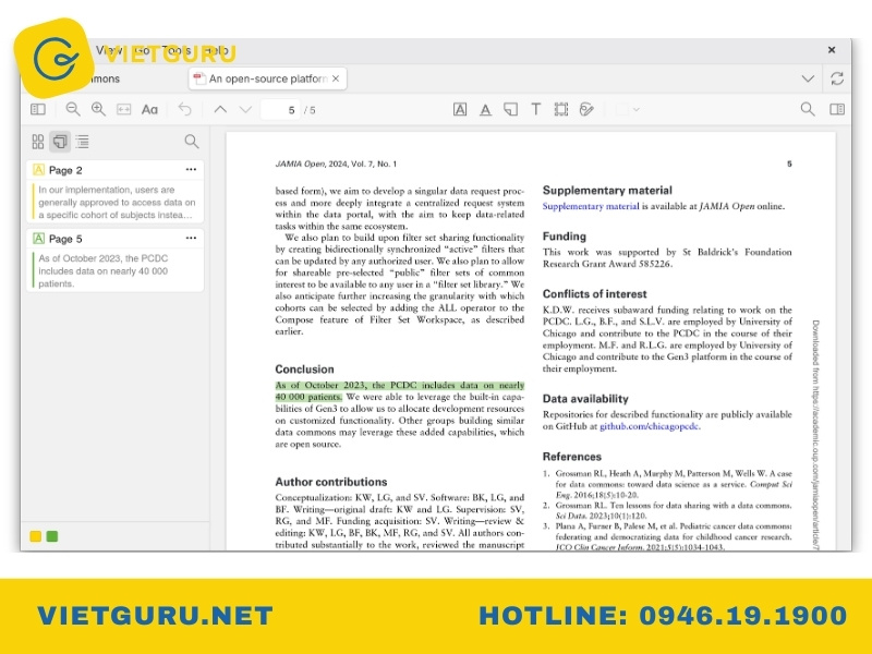Các tính năng chính của Zotero