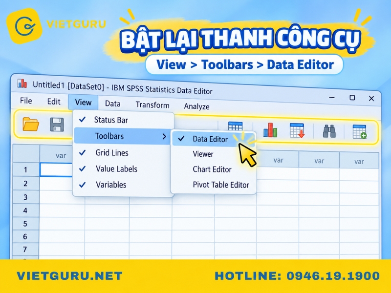 SPSS không hiện thanh công cụ: Nguyên nhân và cách khắc phục Cách hiển thị thanh công cụ trong SPSS