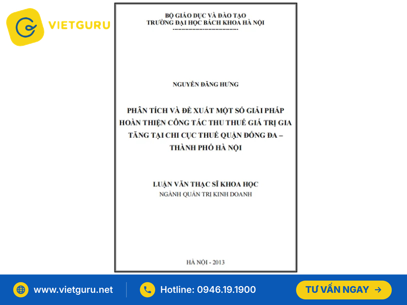 Luận văn thạc sĩ về thuế: Mẫu tham khảo và cách chọn đề tài Bài luận văn thạc sĩ về thuế giá trị gia tăng