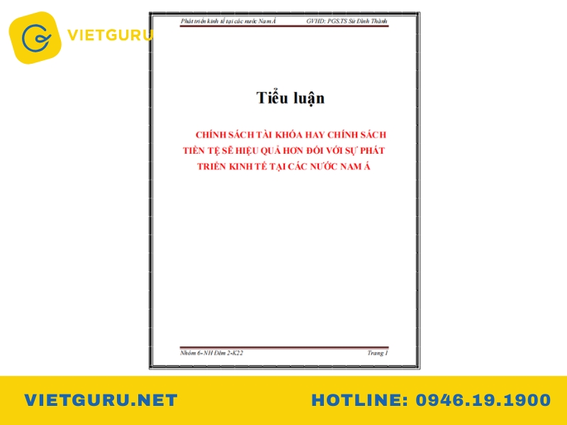 Tiểu luận chính sách tài khóa: Mẫu tham khảo và đề cương mẫu tiểu luận chính sách tài khóa ở nam á