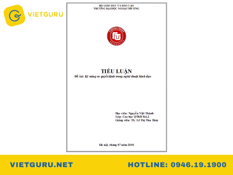 Mẫu tiểu luận về nghệ thuật lãnh đạo tham khảo