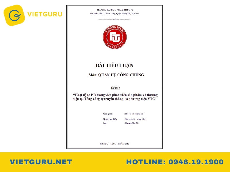 Tiểu luận quan hệ công chúng: Bài mẫu và gợi ý đề tài tiểu luận quan hệ công chúng vtc